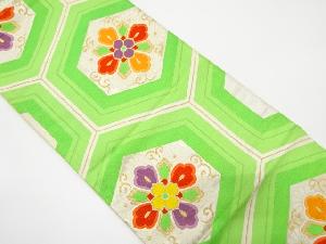 アンティーク　浅田和雄機業製　亀甲に華紋織り出し袋帯（材料）